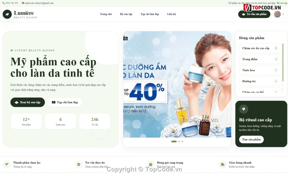 Website giới thiệu,mỹ phẩm,giới thiệu